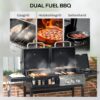 Outsunny Holzkohlgrill Gasgrill mit 2+1 Brenner, Thermometer, Haken, Schwarz
