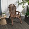 4255633564795-2 Outsunny Adirondack Gartenstuhl Holzstuhl Hochlehner Relaxstuhl Tannenholz Braun