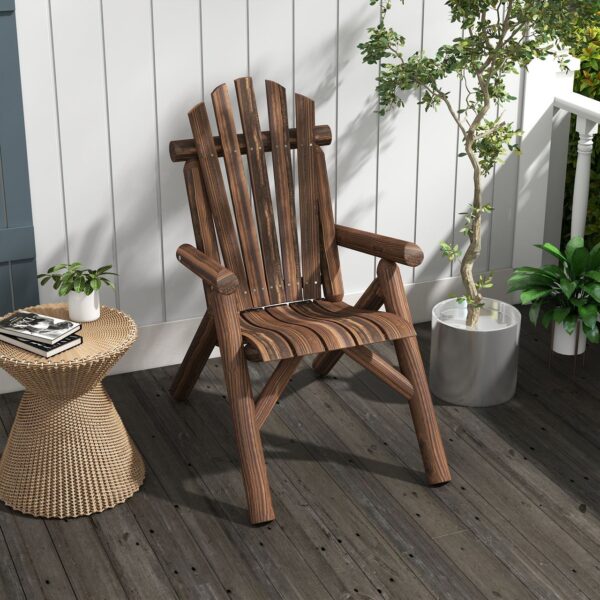 4255633564795-2 Outsunny Adirondack Gartenstuhl Holzstuhl Hochlehner Relaxstuhl Tannenholz Braun