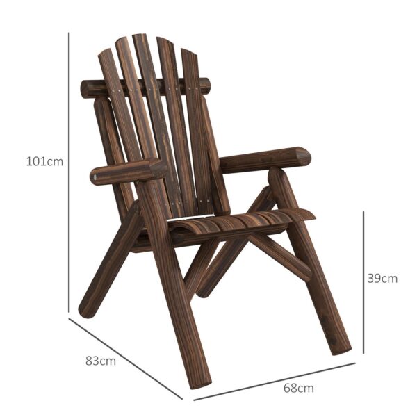 4255633564795-3 Outsunny Adirondack Gartenstuhl Holzstuhl Hochlehner Relaxstuhl Tannenholz Braun