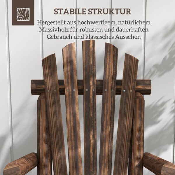 4255633564795-4 Outsunny Adirondack Gartenstuhl Holzstuhl Hochlehner Relaxstuhl Tannenholz Braun
