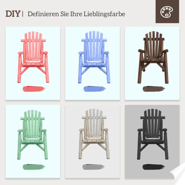 4255633564795-6 Outsunny Adirondack Gartenstuhl Holzstuhl Hochlehner Relaxstuhl Tannenholz Braun