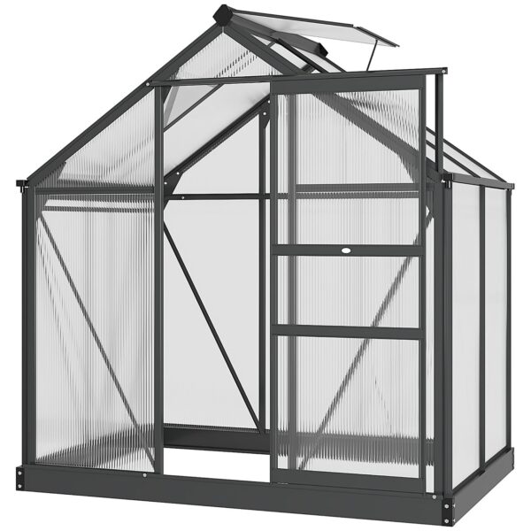 Outsunny Outsunny Gewächshaus Aluminium Treibhaus mit Dachfenster 190 x 132 x 201 cm