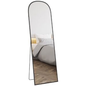HOMCOM Ganzkörperspiegel, 161, 5 x 50 cm Wandspiegel mit Ständer für Wohnzimmer Schwarz