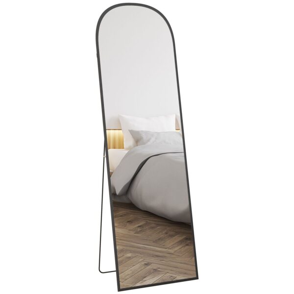 HOMCOM Ganzkörperspiegel, 161, 5 x 50 cm Wandspiegel mit Ständer für Wohnzimmer Schwarz