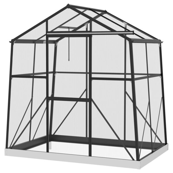 Outsunny Gewächshaus Aluminium 131 x 192 x 203cm Treibhaus 2, 51m² Tomatenhaus mit Fenster