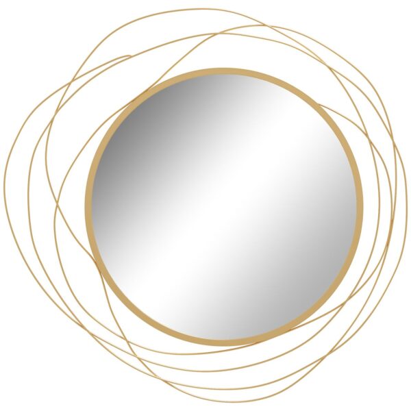 4255633570833-1 HOMCOM Wandspiegel, Ø65 cm Wandschmuck mit Spiegel, Metallrahmen, für Wohnzimmer