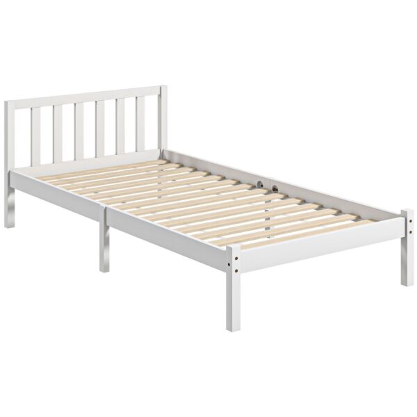 4255633570970-1 HOMCOM Bettrahmen Holzbett, 208 x 96cm Bettgestell mit Kopfteil für Schlafzimmer