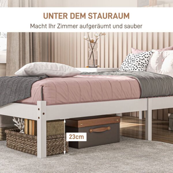 4255633570970-2 HOMCOM Bettrahmen Holzbett, 208 x 96cm Bettgestell mit Kopfteil für Schlafzimmer