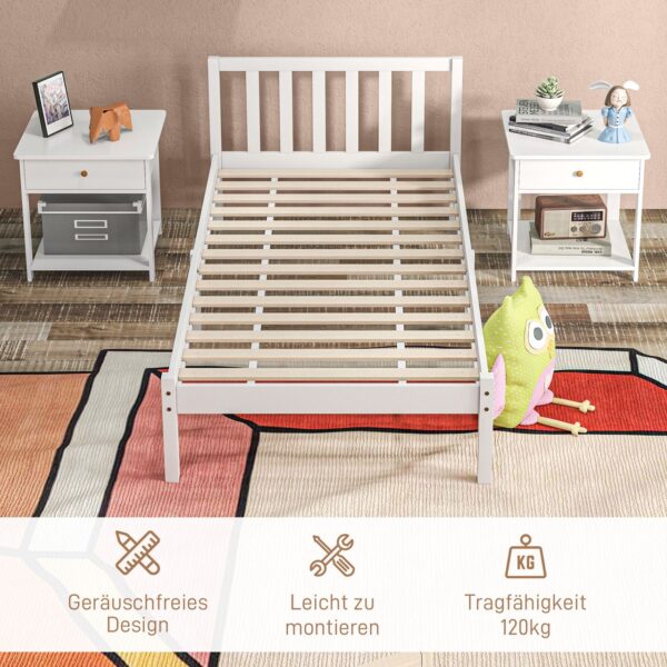 4255633570970-3 HOMCOM Bettrahmen Holzbett, 208 x 96cm Bettgestell mit Kopfteil für Schlafzimmer