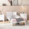 4255633570970-5 HOMCOM Bettrahmen Holzbett, 208 x 96cm Bettgestell mit Kopfteil für Schlafzimmer