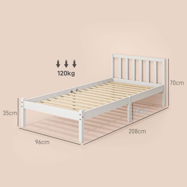 4255633570970-8 HOMCOM Bettrahmen Holzbett, 208 x 96cm Bettgestell mit Kopfteil für Schlafzimmer
