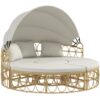 Outsunny Sonneninsel 4 – tlg. Muschel Gartenmöbel – Set mit klappbarem Verdeck Creme