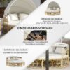 Outsunny Sonneninsel 4 – tlg. Muschel Gartenmöbel – Set mit klappbarem Verdeck Creme