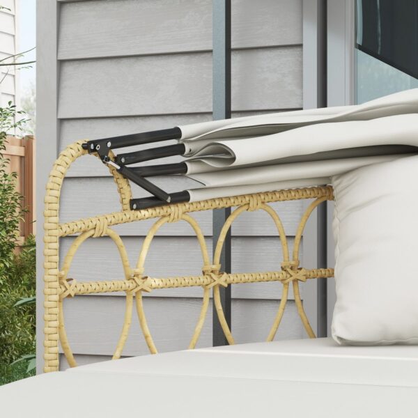 Outsunny Sonneninsel 4 – tlg. Muschel Gartenmöbel – Set mit klappbarem Verdeck Creme