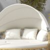 Outsunny Sonneninsel 4 – tlg. Muschel Gartenmöbel – Set mit klappbarem Verdeck Creme
