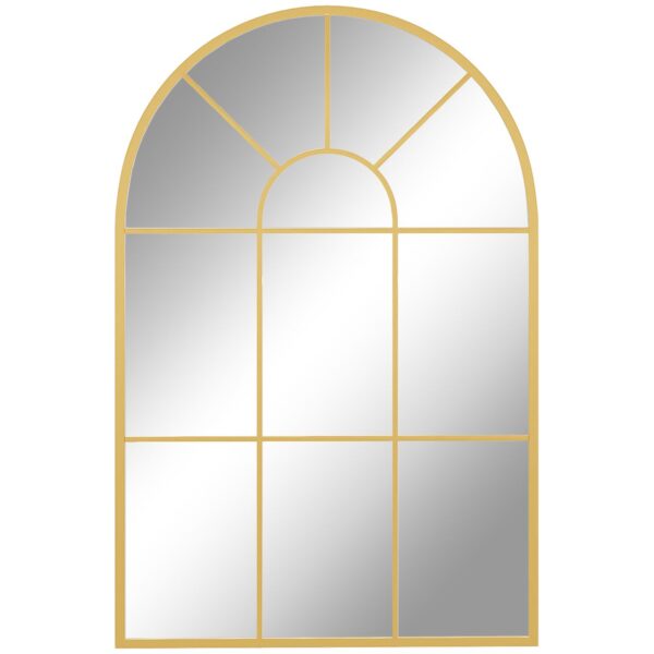 4255633574619-1 HOMCOM HOMCOM Wandspiegel Fensterspiegel 91 x 60 cm Dekorativ Spiegel mit Metallrahmen Gold