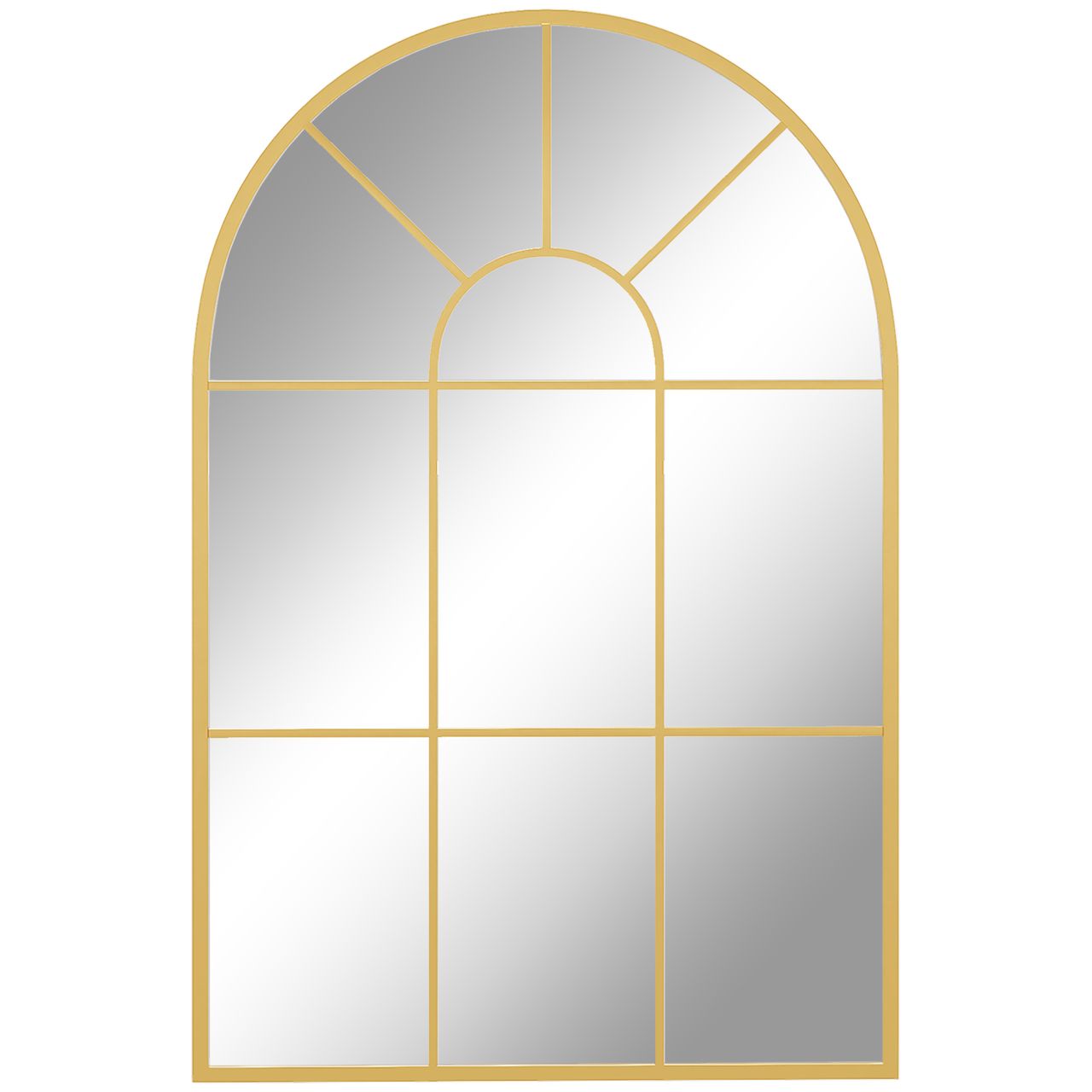 HOMCOM HOMCOM Wandspiegel Fensterspiegel 91 x 60 cm Dekorativ Spiegel mit Metallrahmen Gold