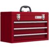 DURHAND Werkzeugkoffer leer, 51 x 22 x 32 cm Werkzeugkasten mit 3 Schubladen Rot