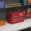 DURHAND Werkzeugkoffer leer, 51 x 22 x 32 cm Werkzeugkasten mit 3 Schubladen Rot