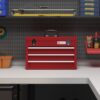 DURHAND Werkzeugkoffer leer, 51 x 22 x 32 cm Werkzeugkasten mit 3 Schubladen Rot