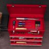 DURHAND Werkzeugkoffer leer, 51 x 22 x 32 cm Werkzeugkasten mit 3 Schubladen Rot