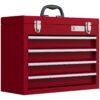 DURHAND Werkzeugkoffer leer, 51x22x39, 5 cm Werkzeugkasten mit 4 Schubladen Rot