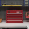 DURHAND Werkzeugkoffer leer, 51x22x39, 5 cm Werkzeugkasten mit 4 Schubladen Rot