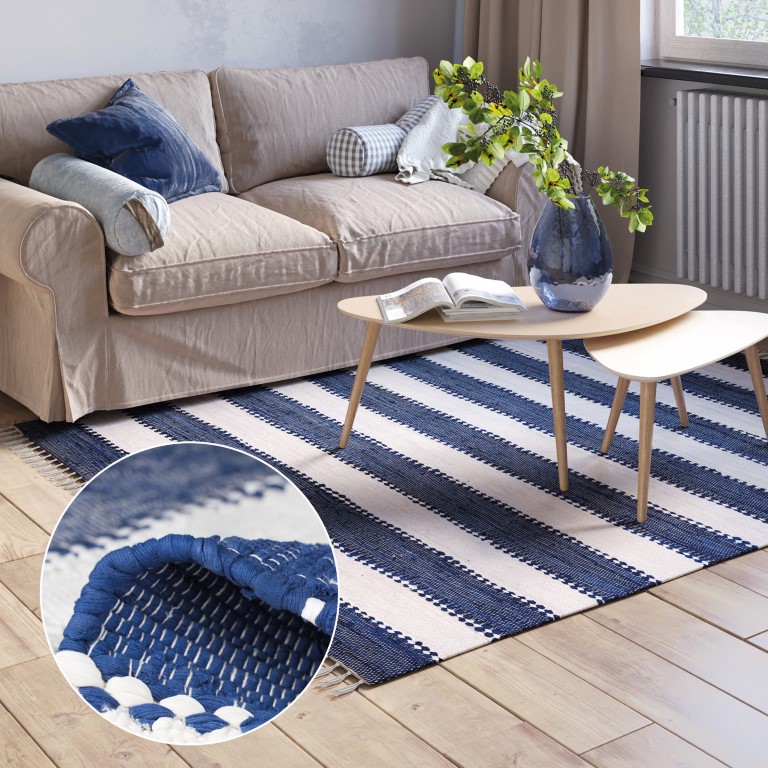 MyFlair Teppich Zendo 110cm x 60cm, farbe Blau, rechteck