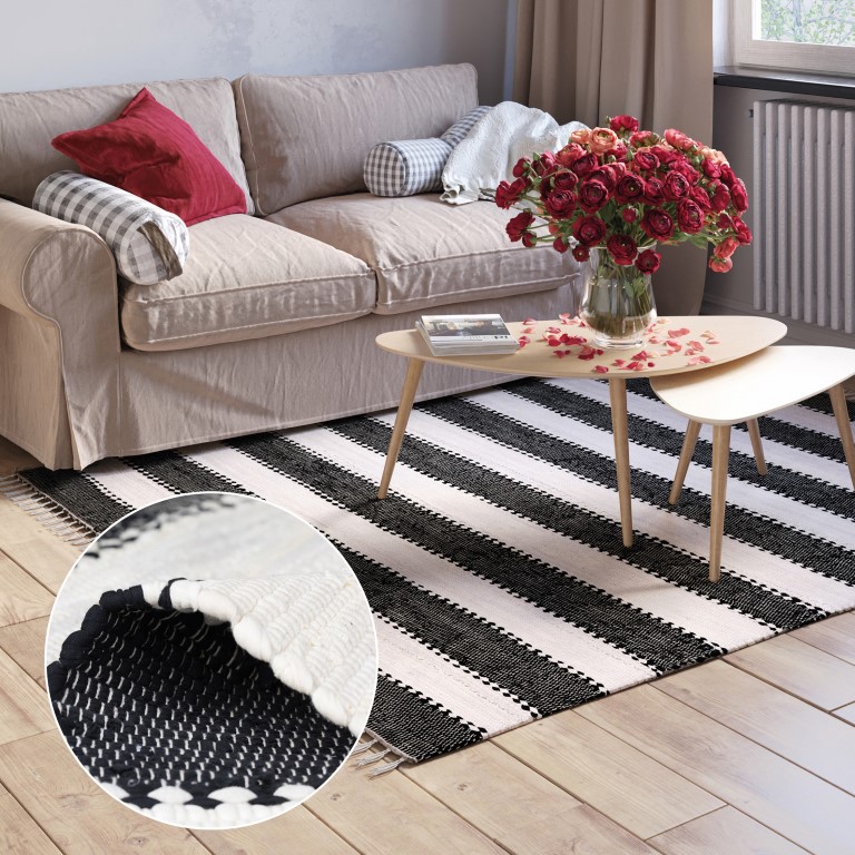MyFlair Teppich Zendo 110cm x 60cm, farbe Schwarz, rechteck