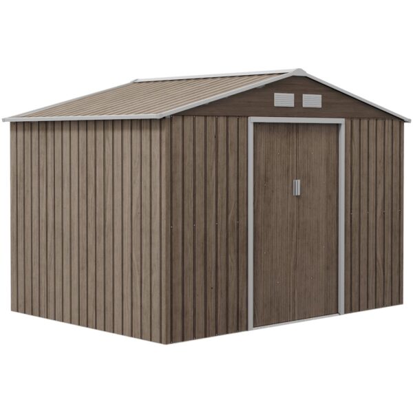 4255826800402-1 Outsunny Gerätehaus 4, 9 m², Gartenhaus mit Pultdach, Schiebetür, Fundament, wetterfest