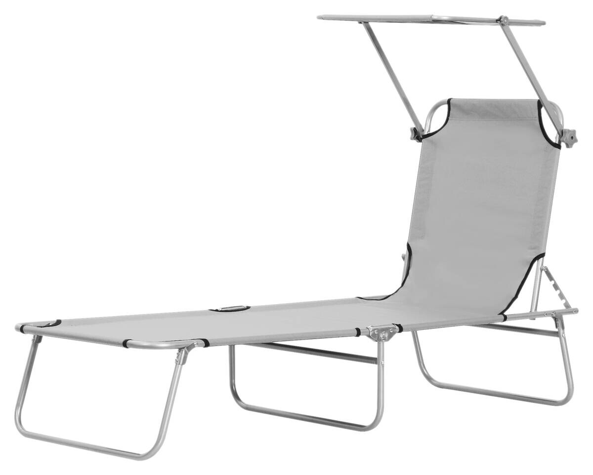 Outsunny Sonnenliege hellgrau Polyester B/H/L: ca. 58x36x187 cm