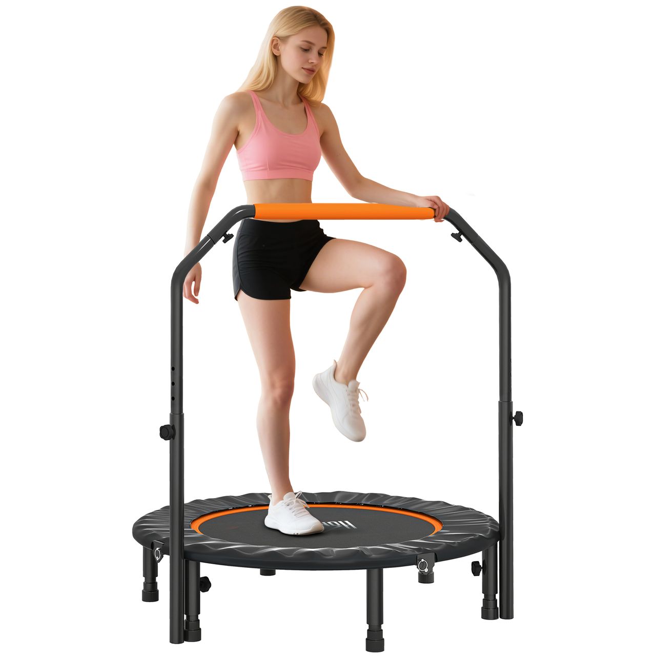 HOMCOM Fitness – Trampolin, klappbar mit Haltegriff