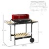 Outsunny Holzkohlegrill aus Metall BBQ Smoker mit Räder, höheverstellbar Grillrost