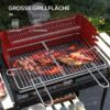 Outsunny Holzkohlegrill aus Metall BBQ Smoker mit Räder, höheverstellbar Grillrost