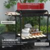 Outsunny Holzkohlegrill aus Metall BBQ Smoker mit Räder, höheverstellbar Grillrost