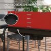 Outsunny Holzkohlegrill aus Metall BBQ Smoker mit Räder, höheverstellbar Grillrost