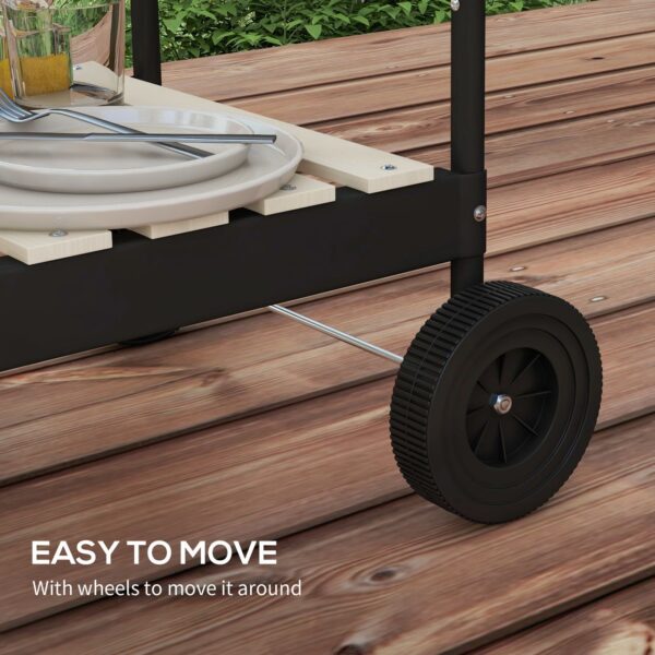 Outsunny Holzkohlegrill aus Metall BBQ Smoker mit Räder, höheverstellbar Grillrost