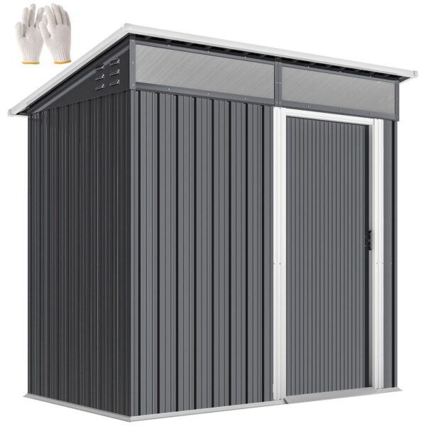Outsunny Metall Gerätehaus 1, 9m² 195x122x182cm Geräteschuppen mit Fundament