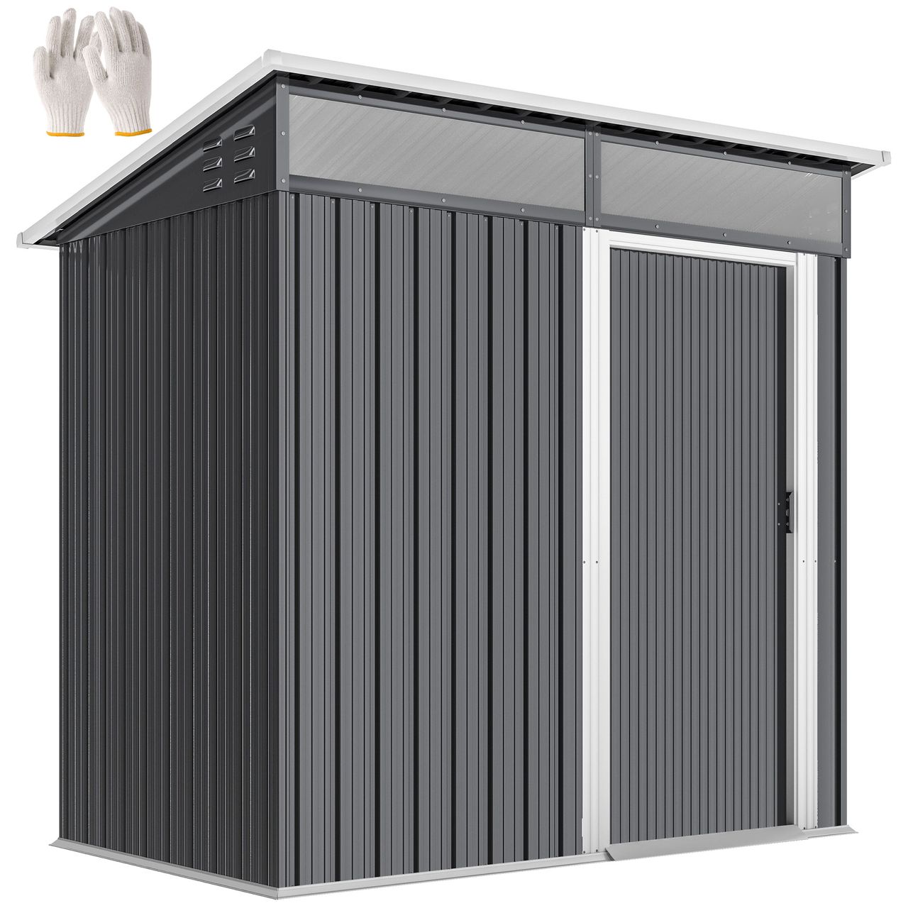 Outsunny Metall Gerätehaus 1, 9m² 195x122x182cm Geräteschuppen mit Fundament