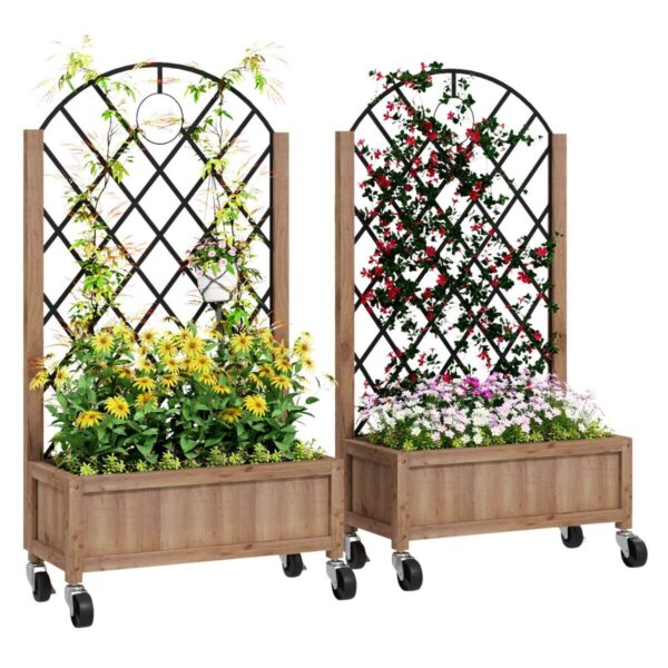 Outsunny Hochbeet 2er Set braun Holz B/H/L: ca. 25x97x52 cm