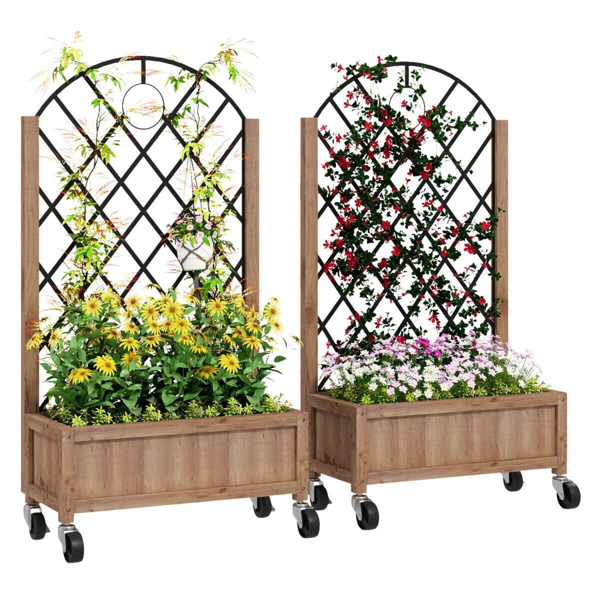Outsunny Hochbeet 2er Set braun Holz B/H/L: ca. 25x97x52 cm