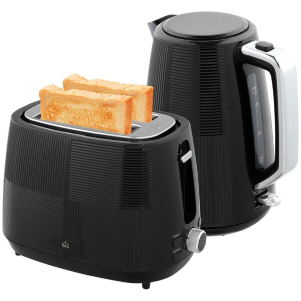 4255826837026-1 HOMCOM Wasserkocher Toaster Set 2200 W 1, 7L Wasserkocher, 2 Scheiben Toaster