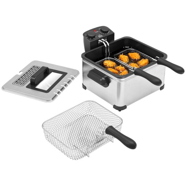 HOMCOM Fritteuse mit 5L Kapazität, einstellbare Temperatur & Timer, Sichtfenster, 2000W