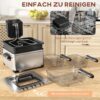 HOMCOM Fritteuse mit 5L Kapazität, einstellbare Temperatur & Timer, Sichtfenster, 2000W