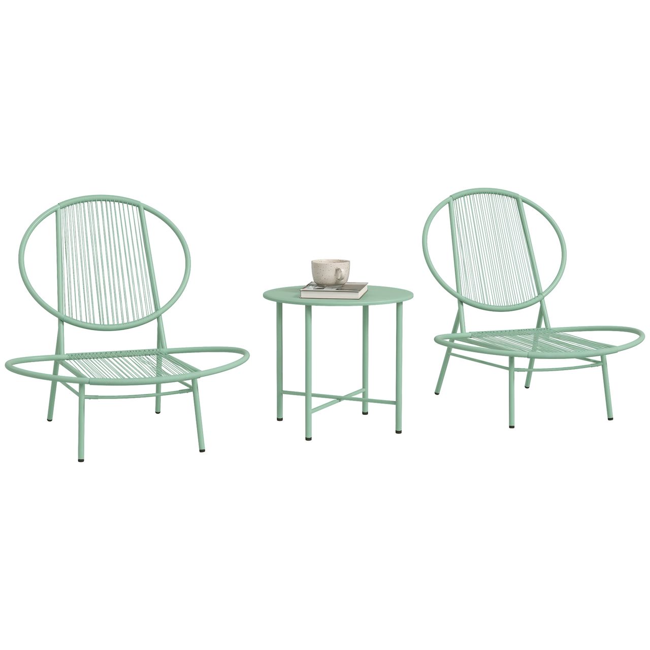 Outsunny Bistro – Set 3 – teilig aus Stahl Wetterfest Gartenmöbel Set Outdoor