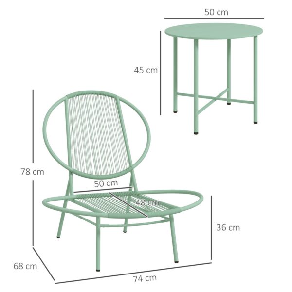 4255826847865-3 Outsunny Bistro – Set 3 – teilig aus Stahl Wetterfest Gartenmöbel Set Outdoor