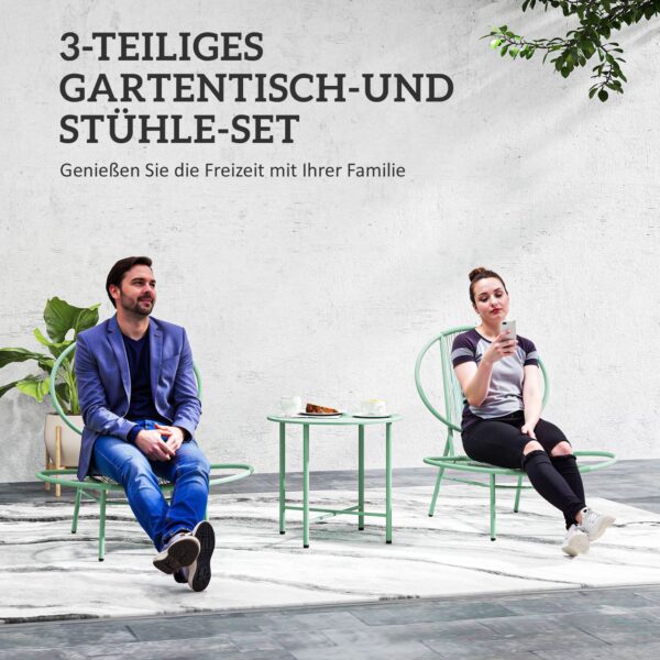 4255826847865-4 Outsunny Bistro – Set 3 – teilig aus Stahl Wetterfest Gartenmöbel Set Outdoor
