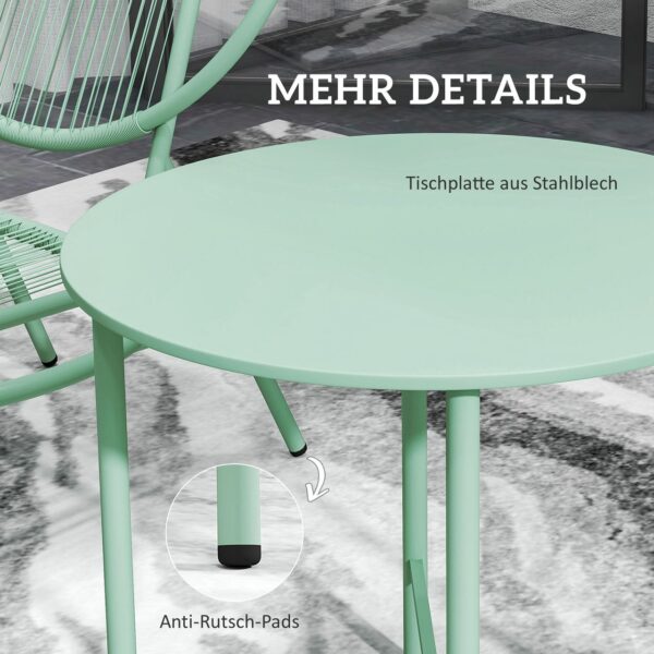 4255826847865-7 Outsunny Bistro – Set 3 – teilig aus Stahl Wetterfest Gartenmöbel Set Outdoor