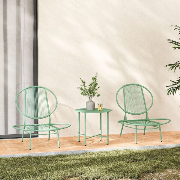 4255826847865-8 Outsunny Bistro – Set 3 – teilig aus Stahl Wetterfest Gartenmöbel Set Outdoor